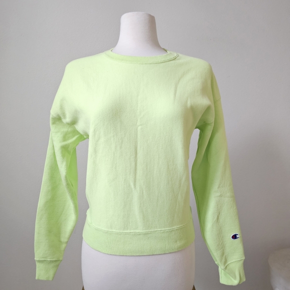 Champion reverse weave neon green sweatshirt size small - Picture 1 of 12